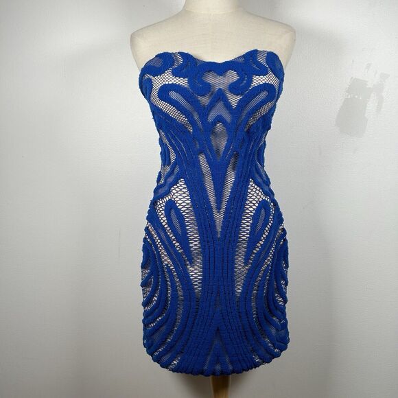 Rachel Allen Mini Strapless Blue Dress Women's Size 8 Party Dance Cocktail - Picture 1 of 10